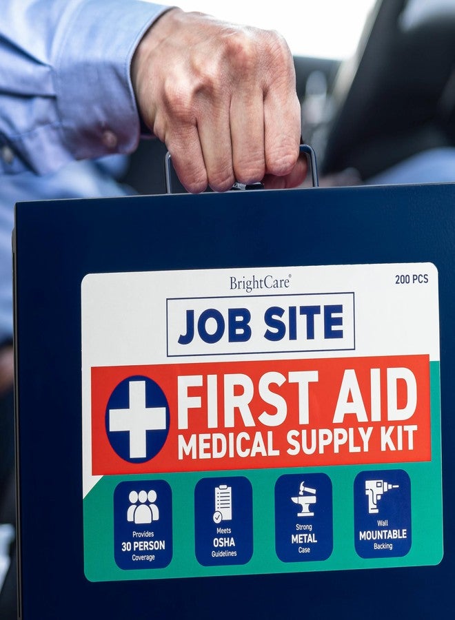 BrightCare Metal Case First Aid Kit for Job Site & Contractors - OSHA Compliant, Heavy Duty Case for Work Trucks, Fleet, Renovation, Industrial, and Construction- 200 Piece Wall Mount & Portable First Aid Kit - Image 2